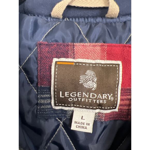 Legendary Outfitters mens large quilted hooded shirt\jacket  Plaid,hand pockets - Picture 5 of 7